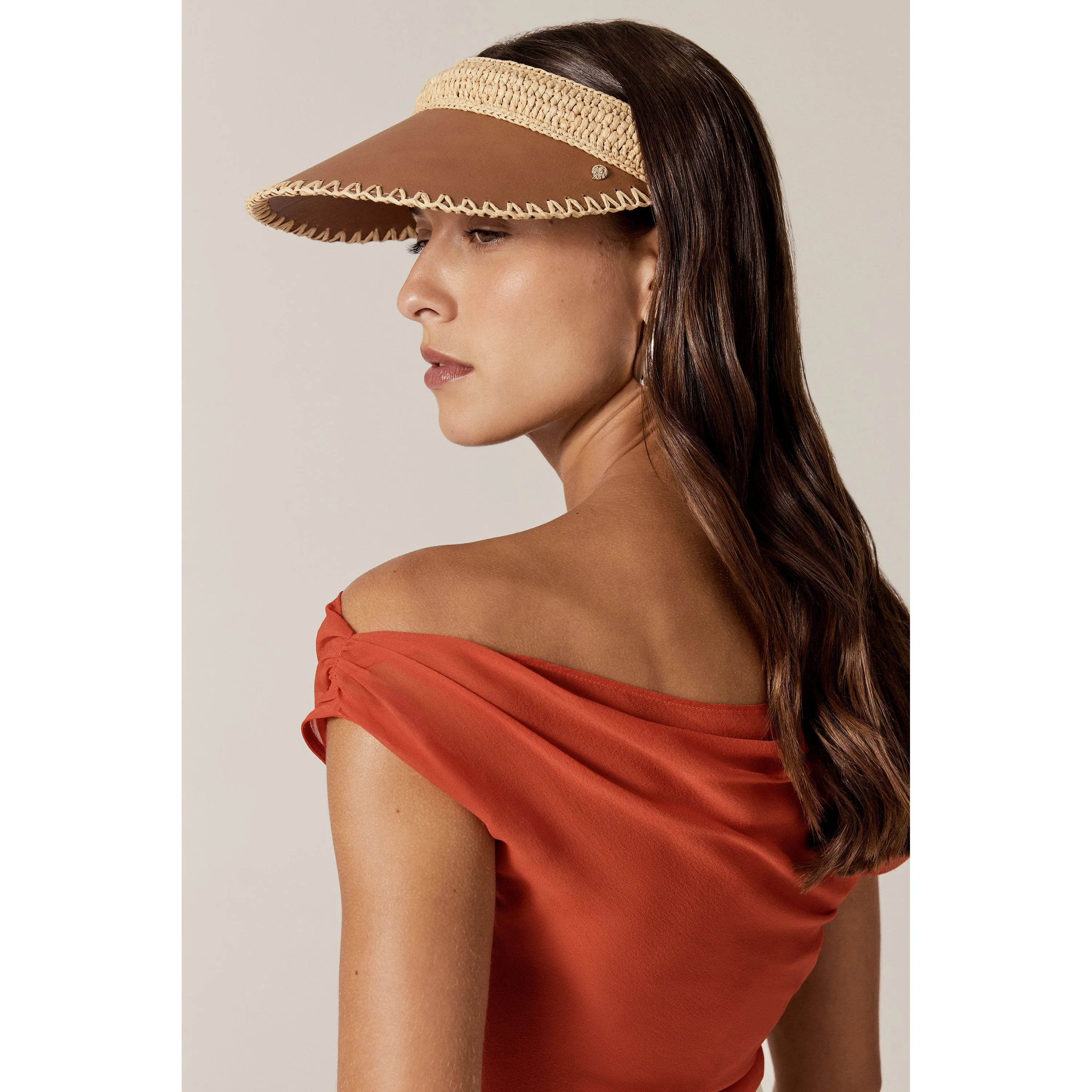 Deja Raffia Crochet Visor - Image 2