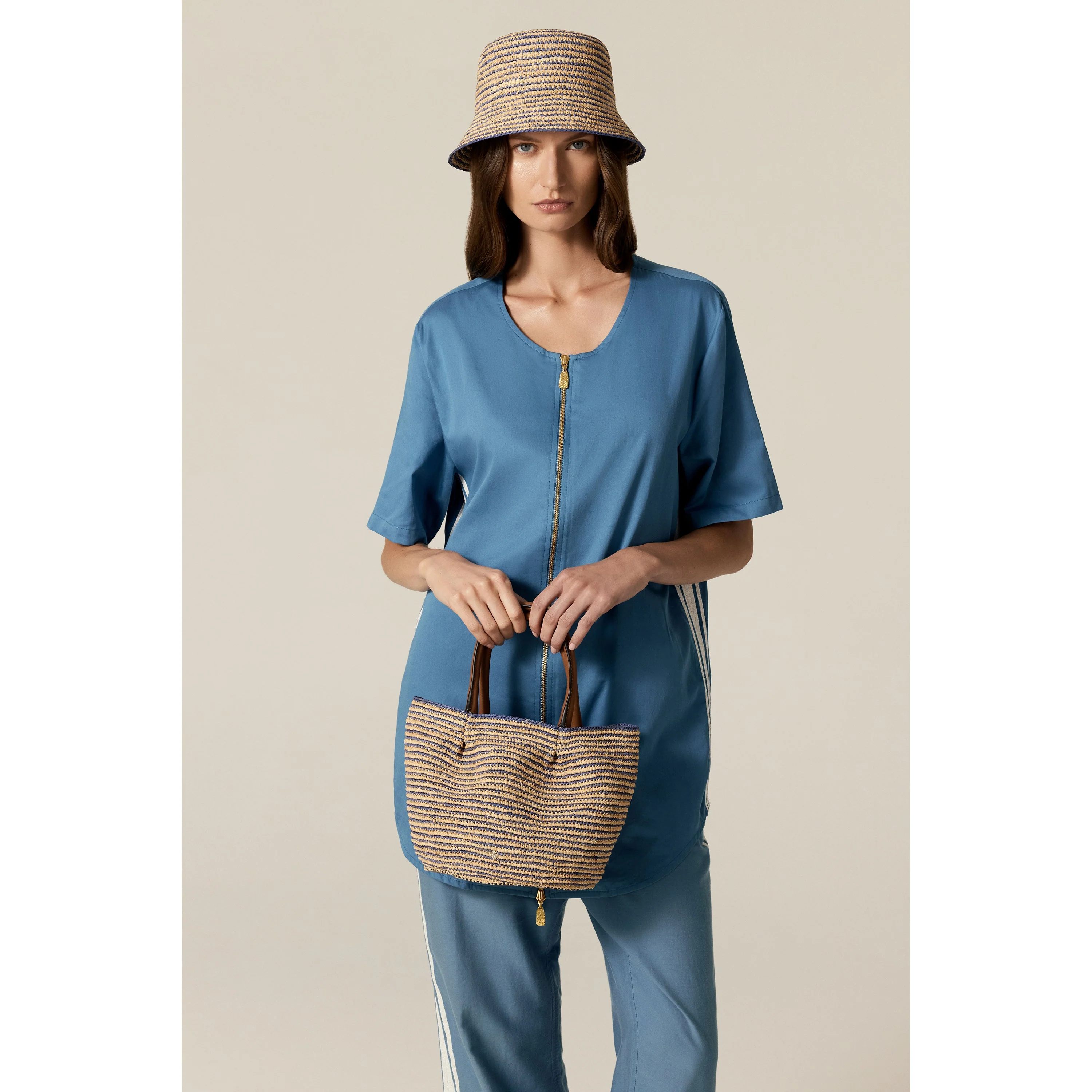Lalith Raffia Stripe Basket - Image 2
