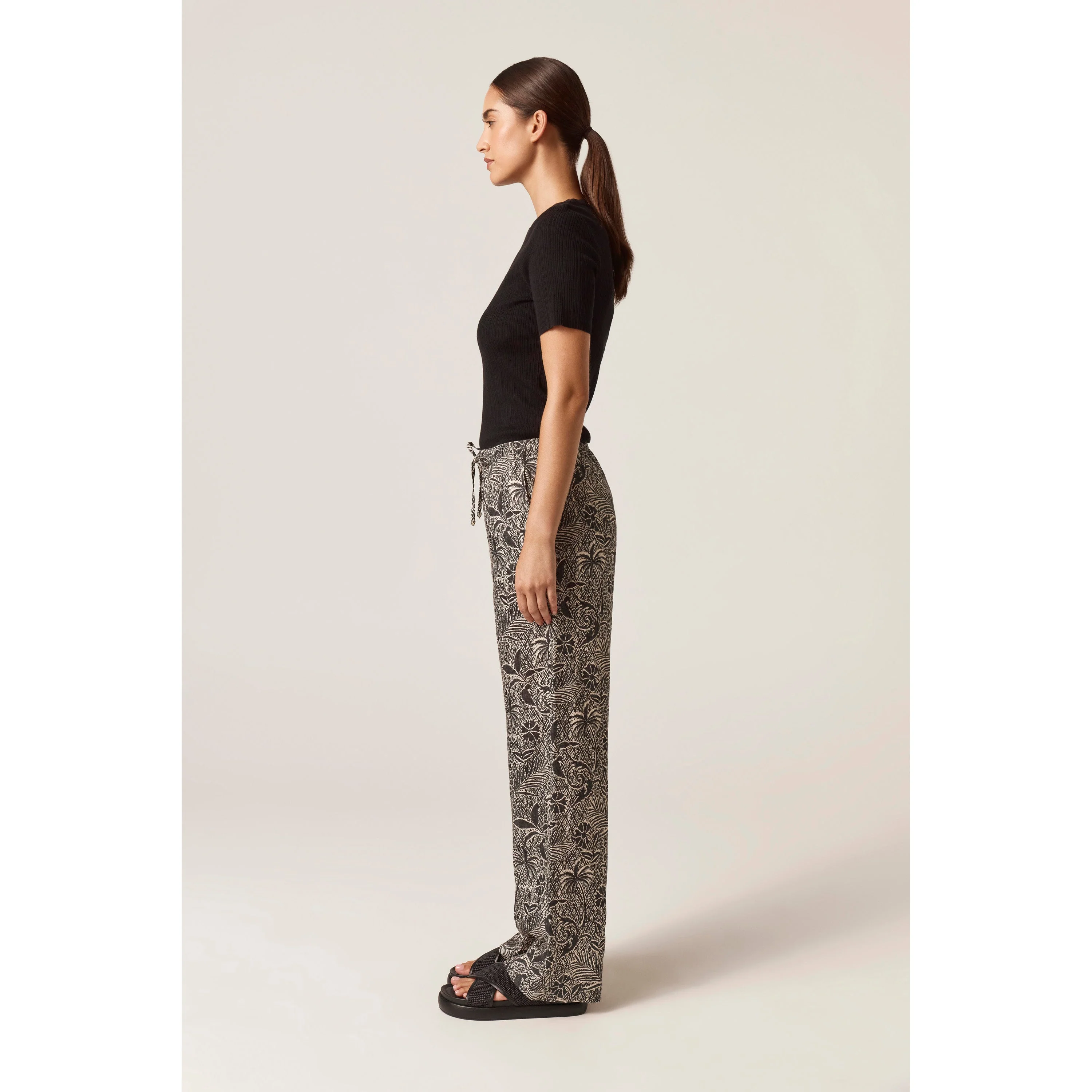 Linen Print Drawstring Pant - Image 2