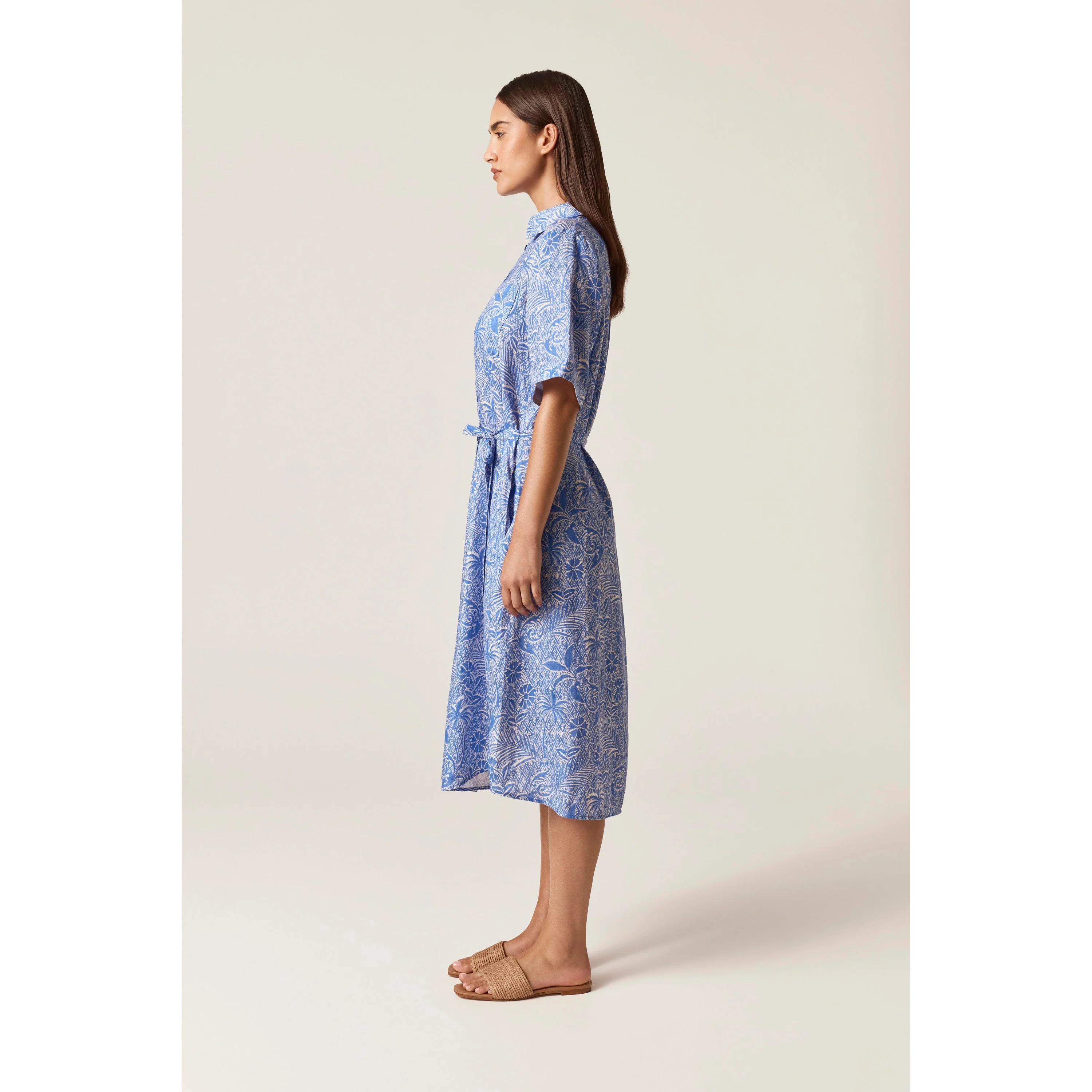 Linen Print Shirt Dress - Image 2
