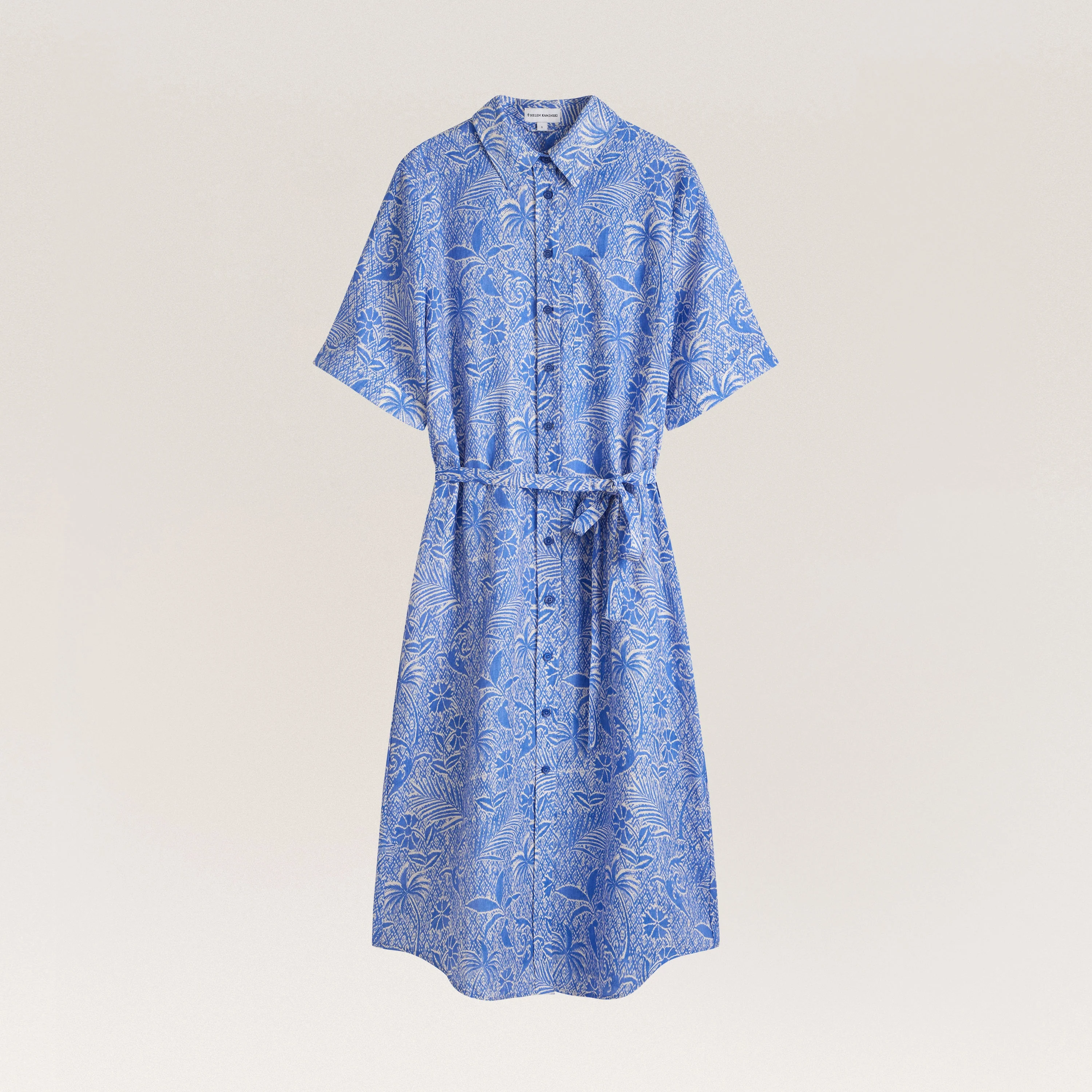 Linen Print Shirt Dress - Image 7