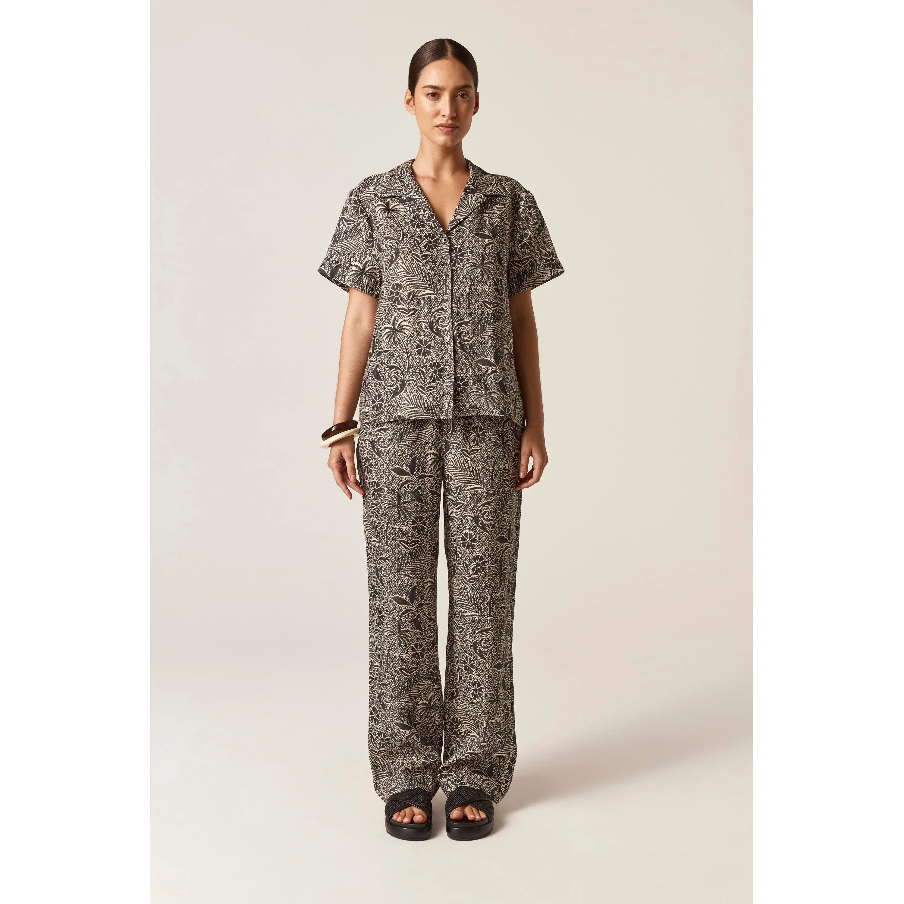 Linen Print Short Sleeve Shirt