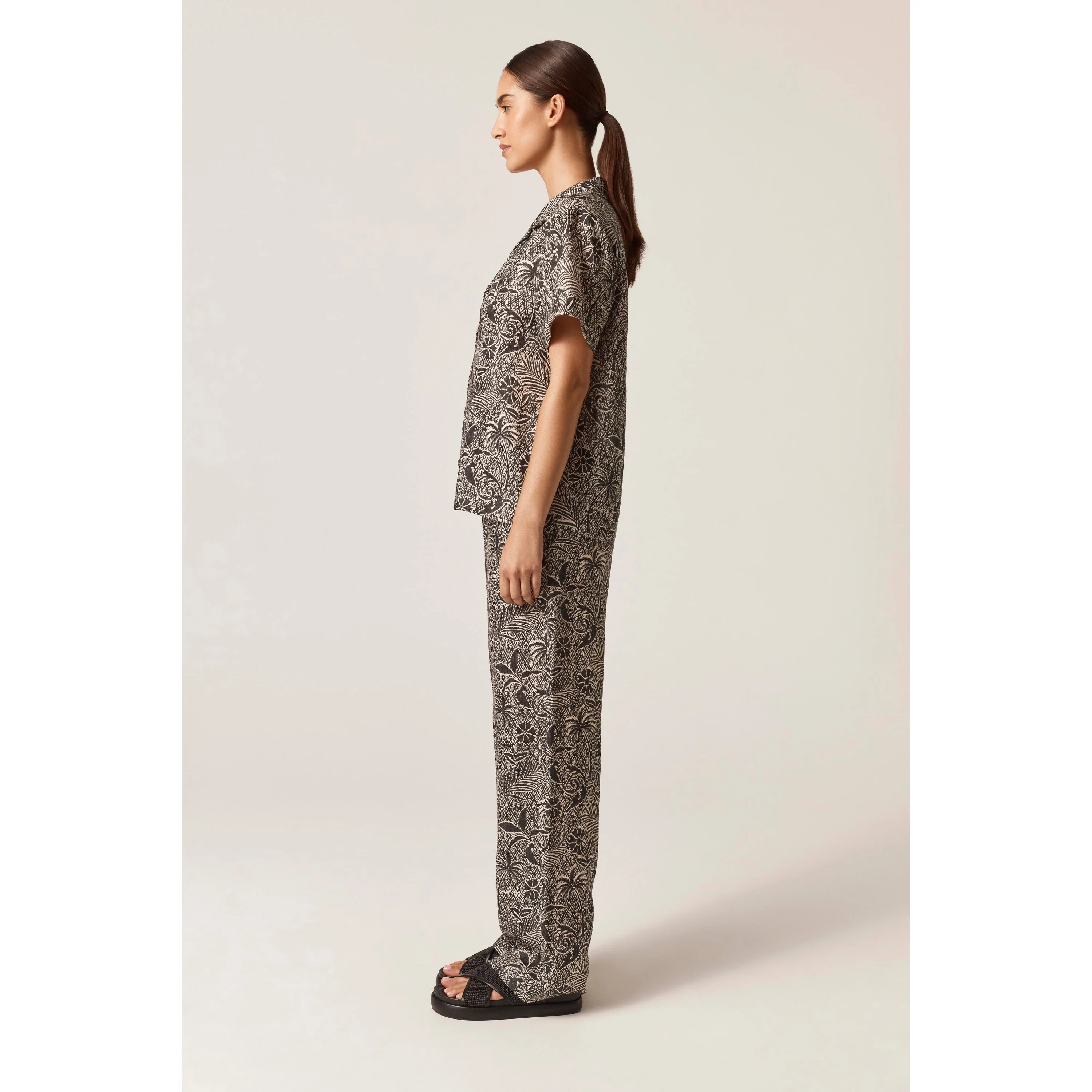 Linen Print Short Sleeve Shirt - Image 2