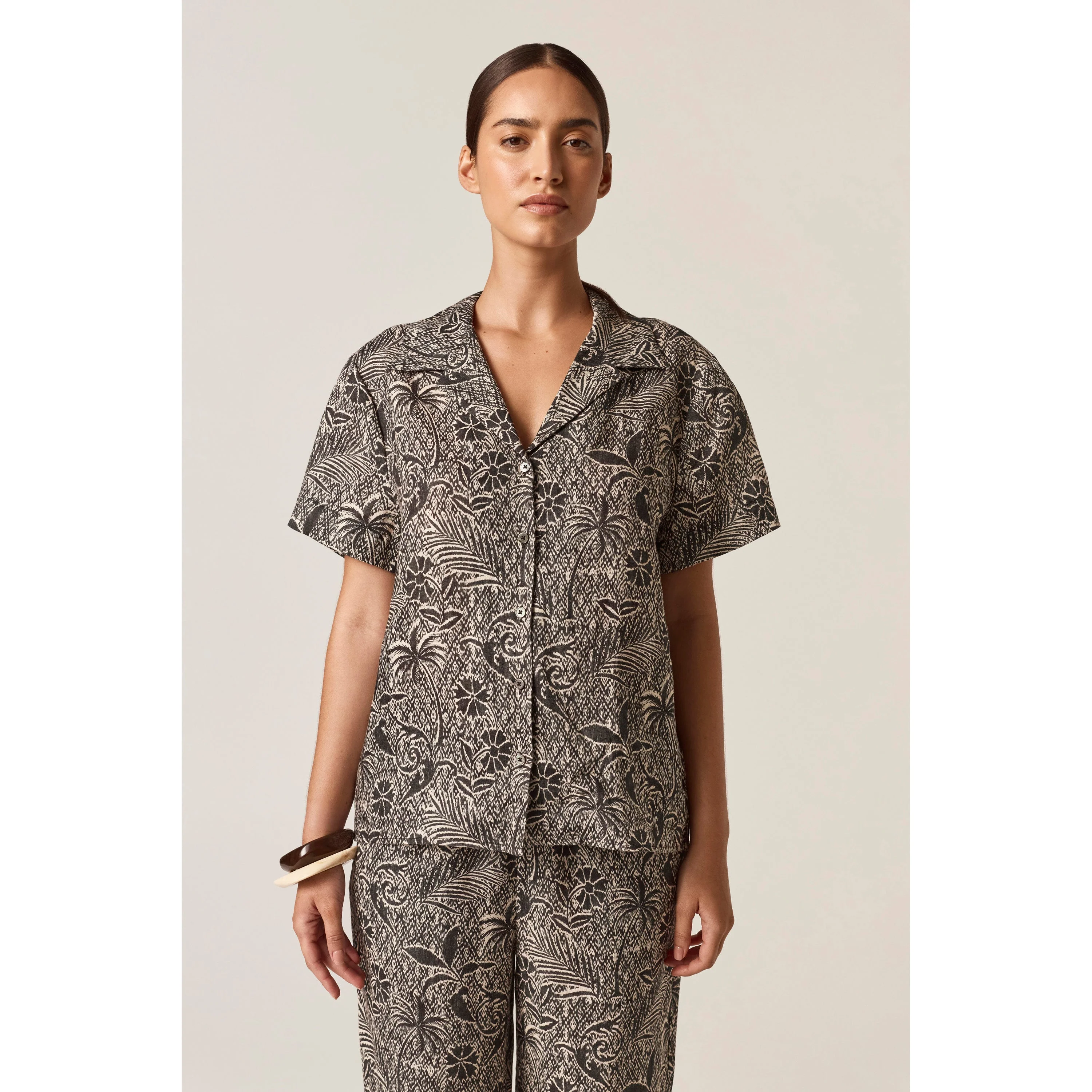 Linen Print Short Sleeve Shirt - Image 4