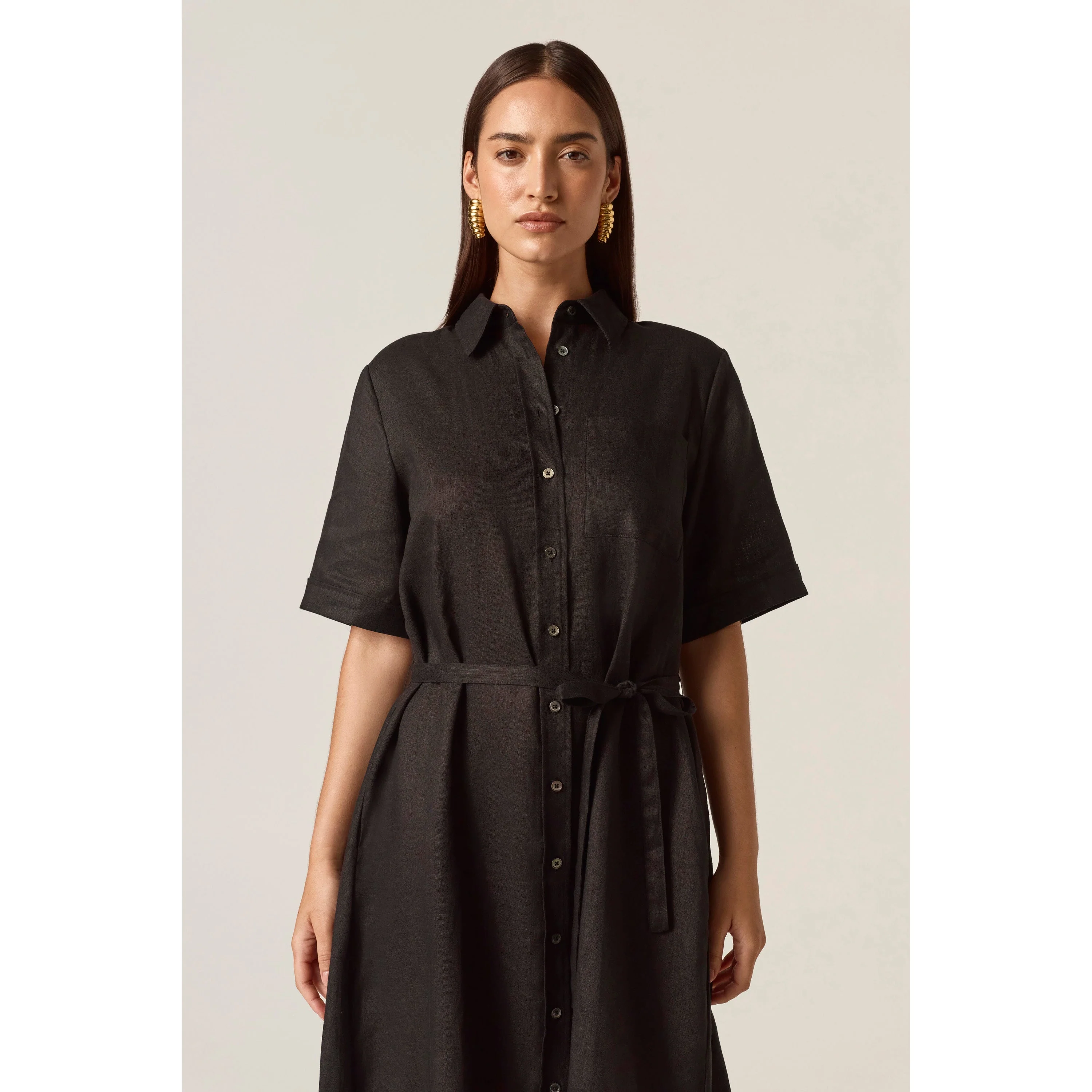 Linen Shirt Dress - Image 4