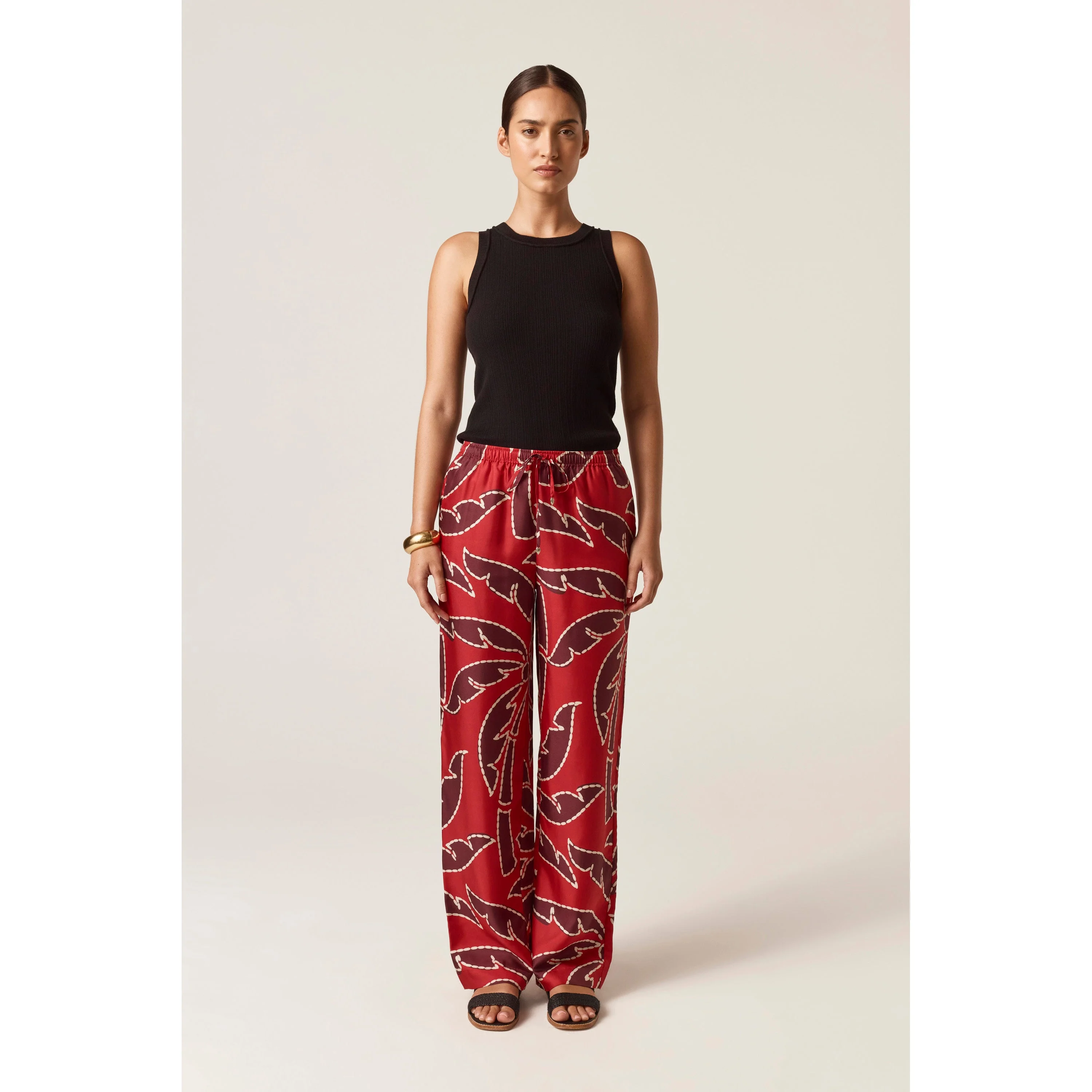Silk Print Drawstring Pant