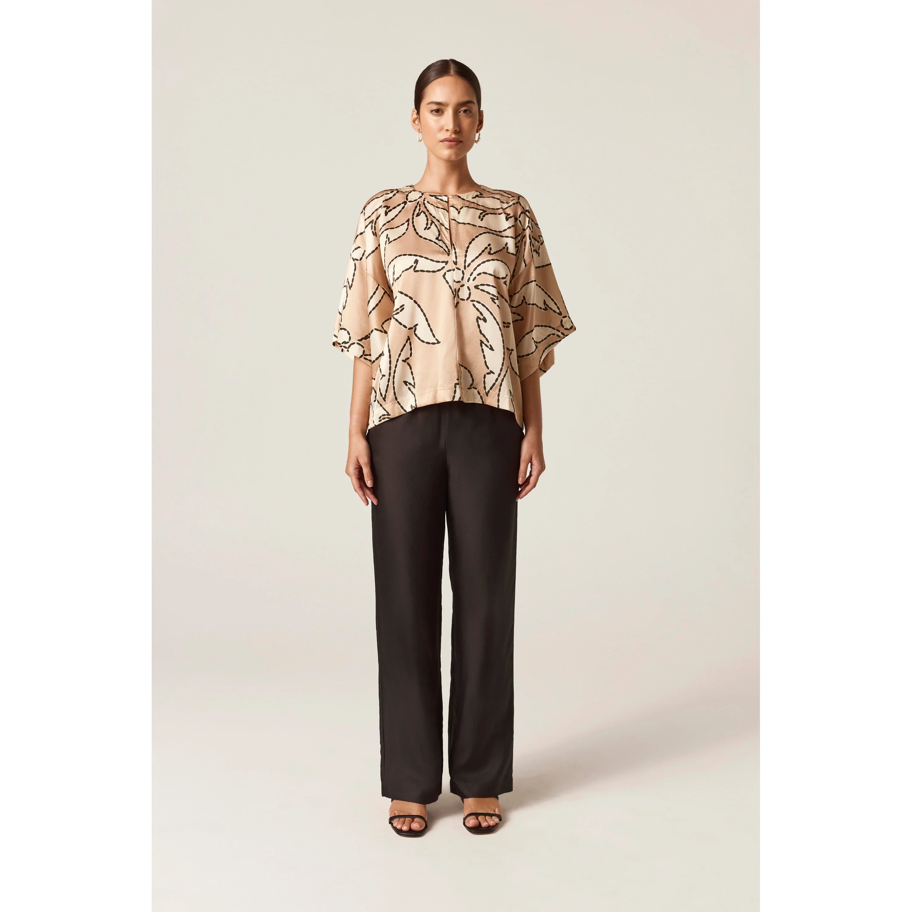 Silk Satin Print Top