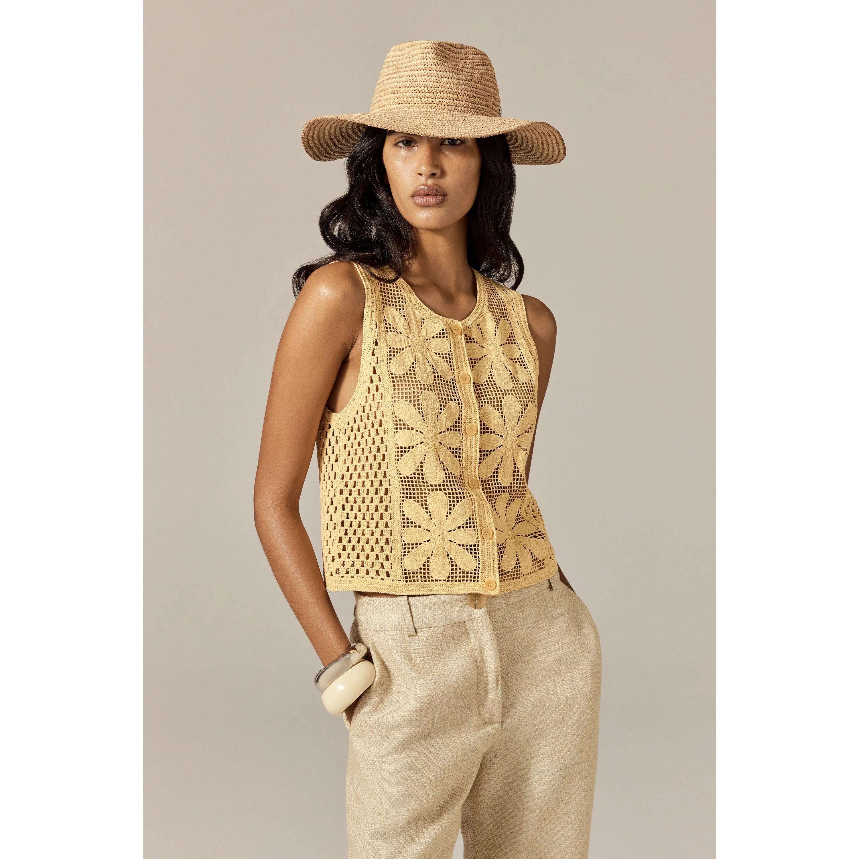 Steevie Raffia Stripe Fedora - Image 2